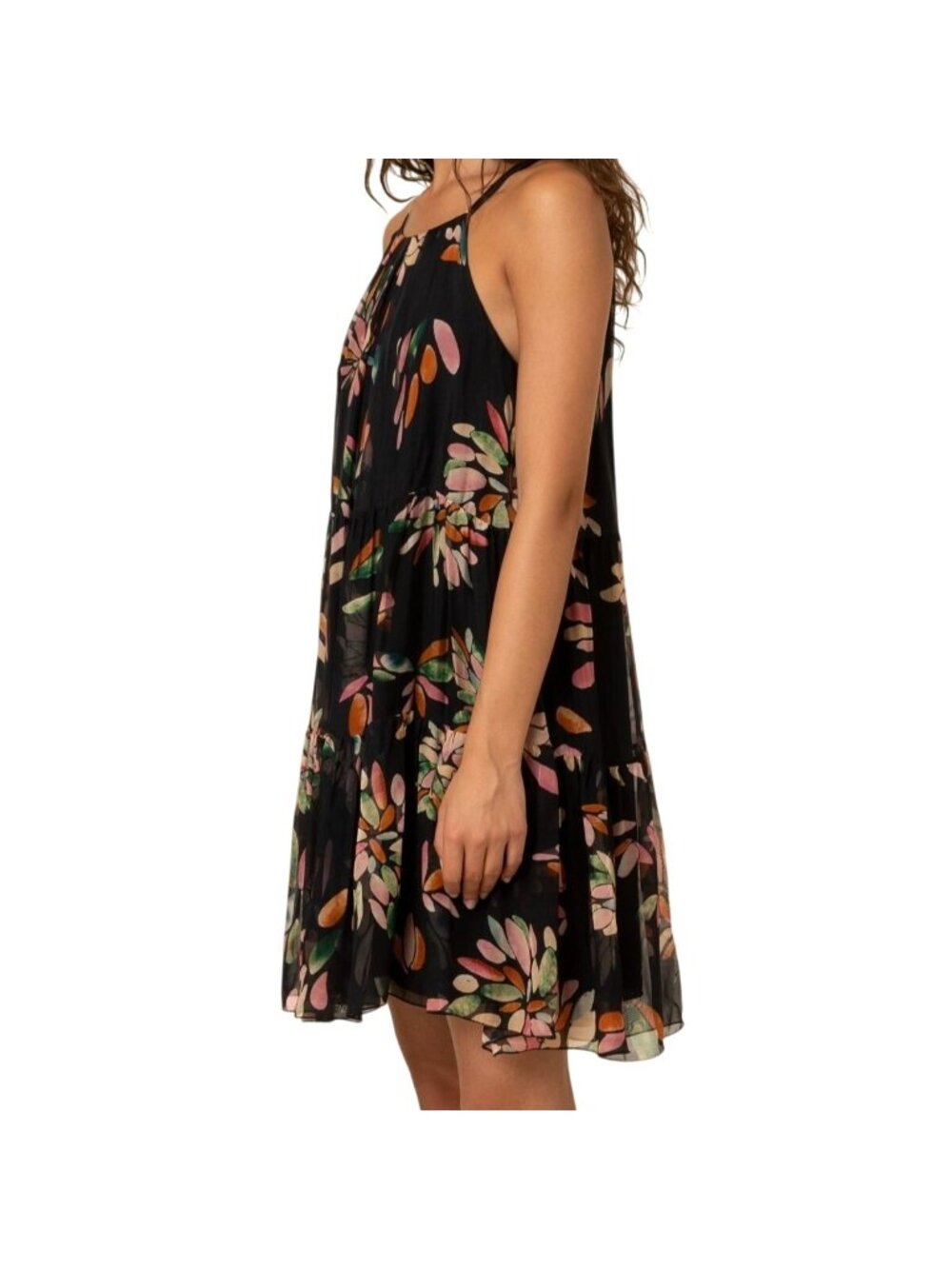 FRNCH Mona Arianna Silk-Blend Mini Tiered Halter Dress Anthropologie Medium - Picture 12 of 13